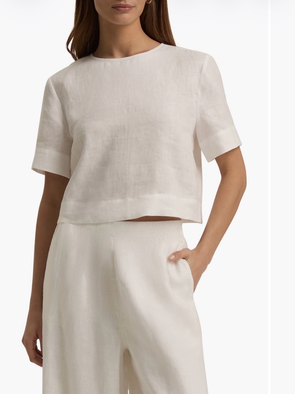 Favorite Daughter Easy Breezy Crop Linen T-Shirt S